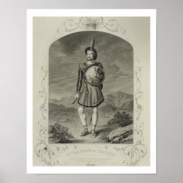 Mr Macready as Macbeth, Act I Scene 3, in the play Poster (Front)