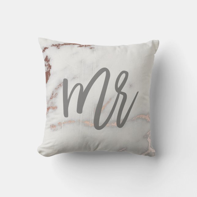MR MARBLE AND ROSE GOLD CUSHION (Front)