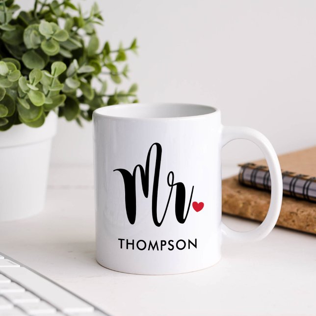 Mr Modern Black Script Personalised Wedding Coffee Mug (Creator Uploaded)