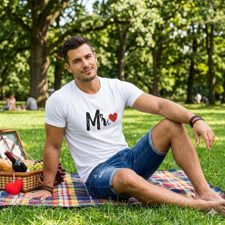 Mr. Modern Black Script Women Red Heart T-Shirt