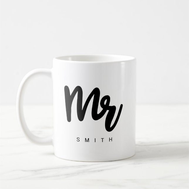 Mr. | Modern Typography Personalizable Coffee Mug (Left)