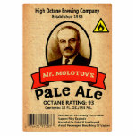 Mr. Molotov's Pale Ale Label Photo Sculpture Magnet<br><div class="desc">A label from a bottle of Mr. Molotov's Pale Ale brewed by mythical High Octane Brewing Company. The label includes a picture of Vyacheslav Mikhailovich Molotov, Soviet Minister of Foreign Affairs under Josef Stalin. Along with text reading "Mr. MOLOTOV'S Pale Ale" and "OCTANE RATING: 93." Additional includes health warnings and...</div>
