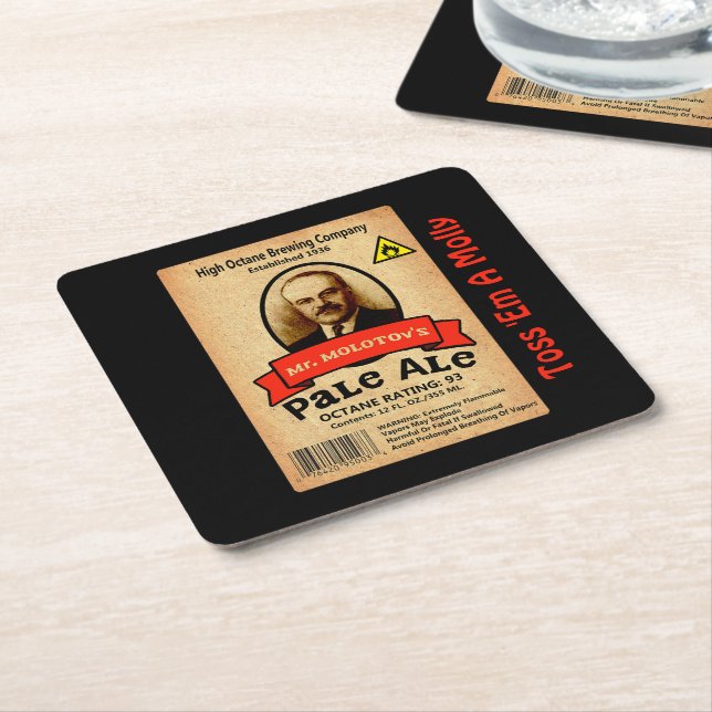 Mr. Molotov's Pale Ale Label Square Paper Coaster (Angled)