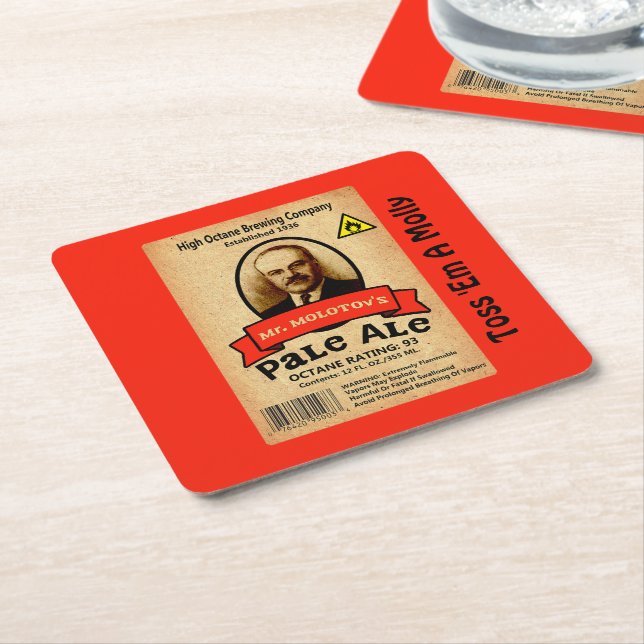 Mr. Molotov's Pale Ale Label Square Paper Coaster (Angled)