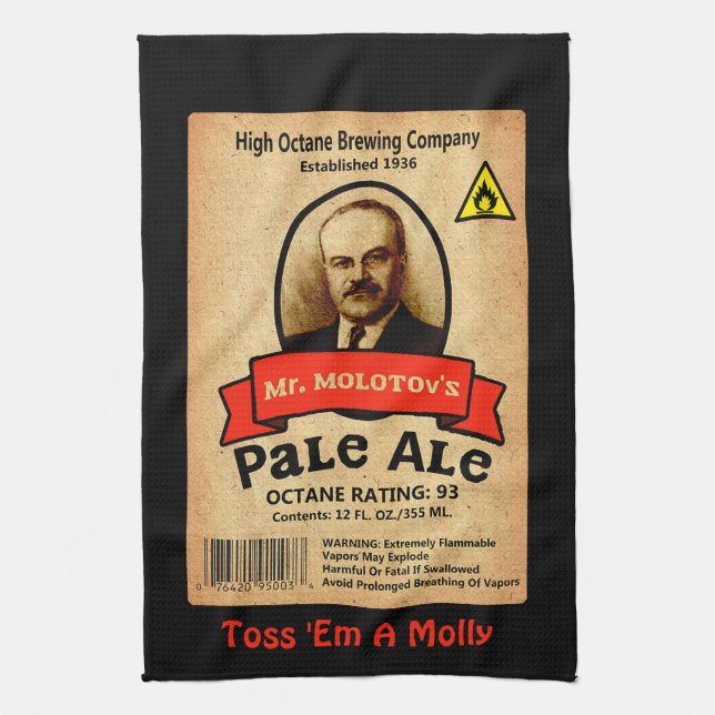 Mr. Molotov's Pale Ale Label Tea Towel (Vertical)