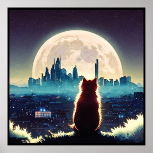 Mr. Moon Where is my Purr-ever Home? Cat Poster