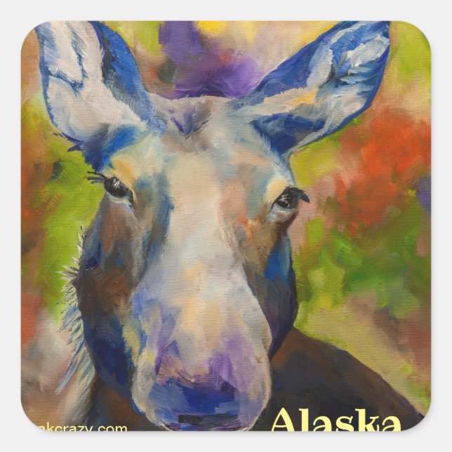 Mr. Moosey Moose _ALASKA Square Sticker (Front)