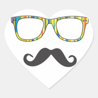 Mr Moustache Hipster Heart Sticker