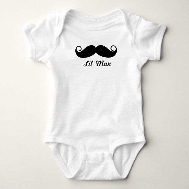 Mr. Moustache Hipster Pattern Baby Bodysuit (Front)