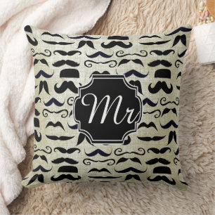 Mr. Moustache Hipster Pattern Cushion