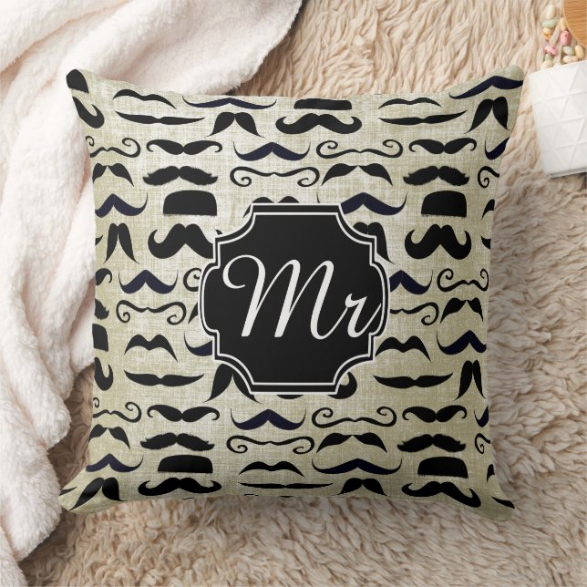 Mr. Moustache Hipster Pattern Cushion (Blanket)