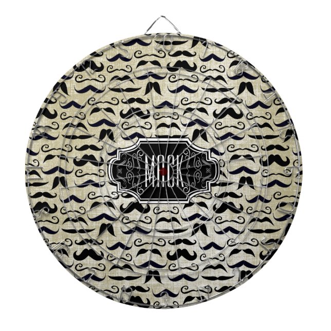 Mr. Moustache Hipster Pattern Dartboard (Front)