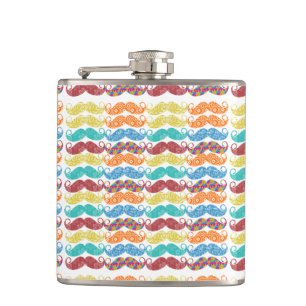 Mr. Moustache Hipster Pattern Hip Flask