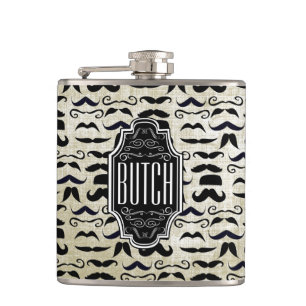 Mr. Moustache Hipster Pattern Hip Flask