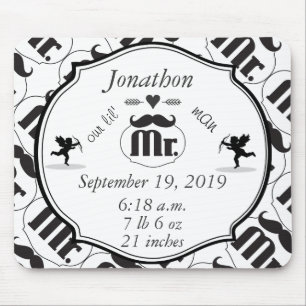 Mr. Moustache Lil Man Baby Boy Stats Mouse Mat