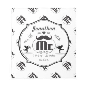 Mr. Moustache Lil Man Baby Boy Stats Notepad