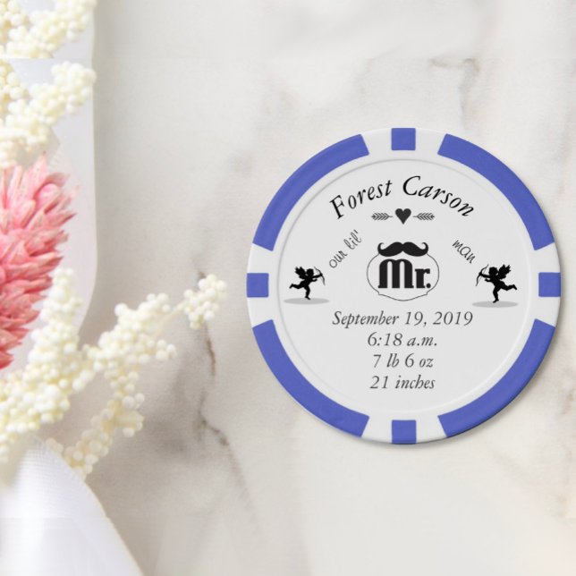 Mr. Moustache Lil Man Baby Boy Stats Poker Chips (Creator Uploaded)