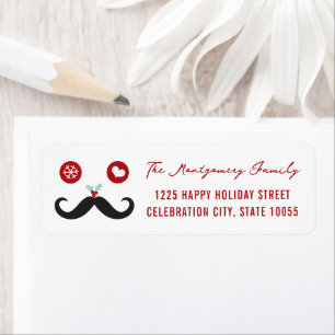 Mr. Moustache Mistletoes Snowflake Holiday Address