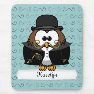 Mr. Moustache Owl Mouse Mat