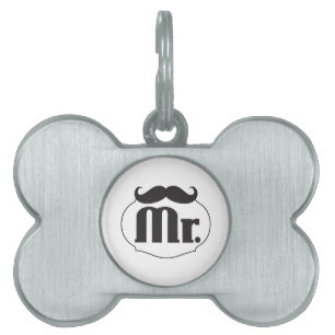 Mr. Moustache Retro Vintage Hipster Gifts Pet ID Tag