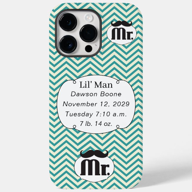 Mr. Moustache Yellow and Green Case-Mate iPhone Case (Back)