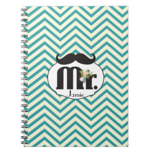 Mr. Moustache Yellow and Green Notebook
