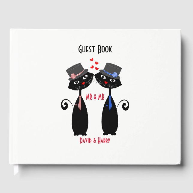 Mr & Mr Cute Cats Personalised Guest Book (Front)