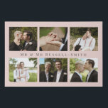 Mr & Mr Elegant Blush LGBT Wedding Photo Collage Faux Canvas Print<br><div class="desc">Elegant and minimalist wedding photo collage with Mr & Mr Last name written in an elegant font. Romantic wedding photo collage faux canvas print in blush pink with grey text. Faux canvas print with six of your wedding photos.</div>