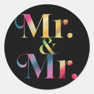 Mr. & Mr. Gay Bachelor Party Gay Marriage  Classic Round Sticker