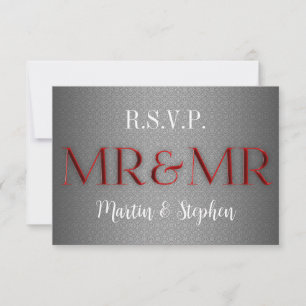 Mr & Mr Gay Wedding RSVP in Silver Card