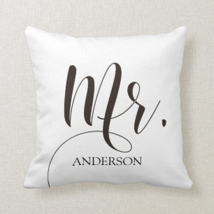 Mr. Mr.& Mrs. Calligraphy Personlized Wedding Cushion