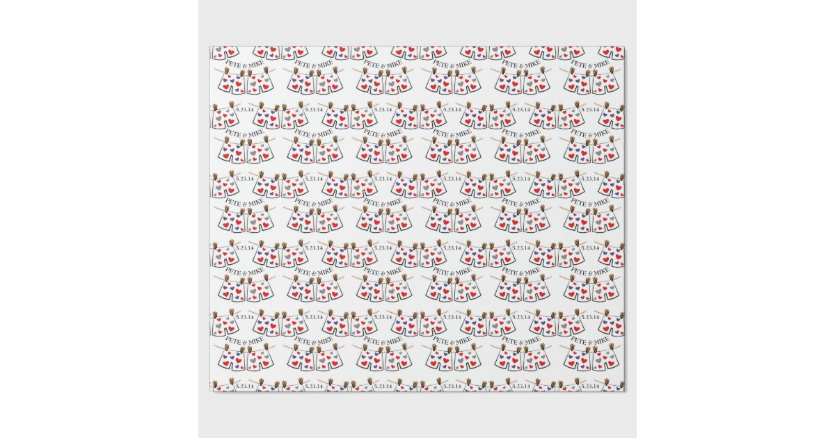 Mr. & Mr. Personalised Gay Wedding Gift Wrap Wrapping Paper Zazzle