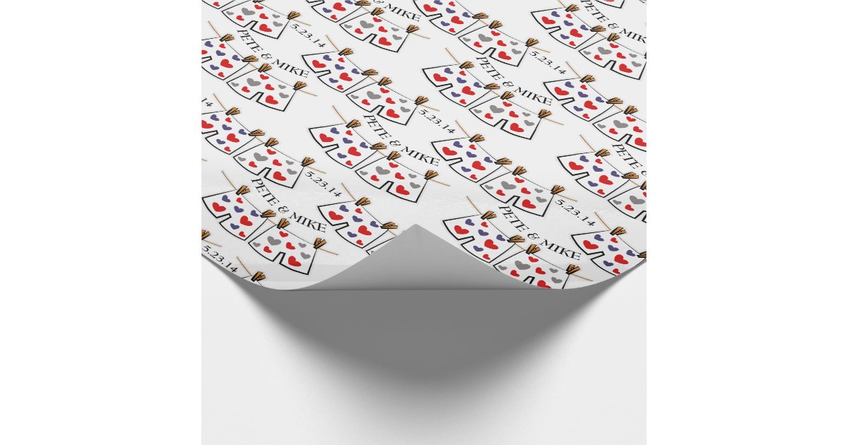 Mr. & Mr. Personalised Gay Wedding Gift Wrap Wrapping Paper Zazzle