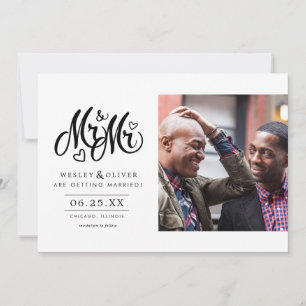 Mr. & Mr. Script - Save the Date with Photo
