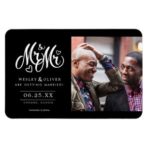 Mr. & Mr. Script - Save the Date with Photo Magnet