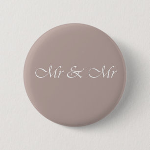 Mr & Mr Typography Beige 6 Cm Round Badge