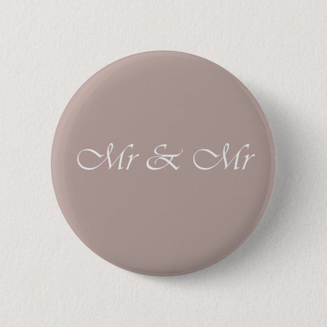 Mr & Mr Typography Beige 6 Cm Round Badge (Front)