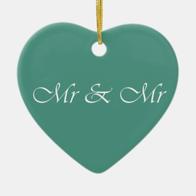 Mr & Mr Typography Ceramic Tree Decoration (Front)