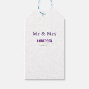 Mr & Mrs add family name date simple stylish moder Gift Tags