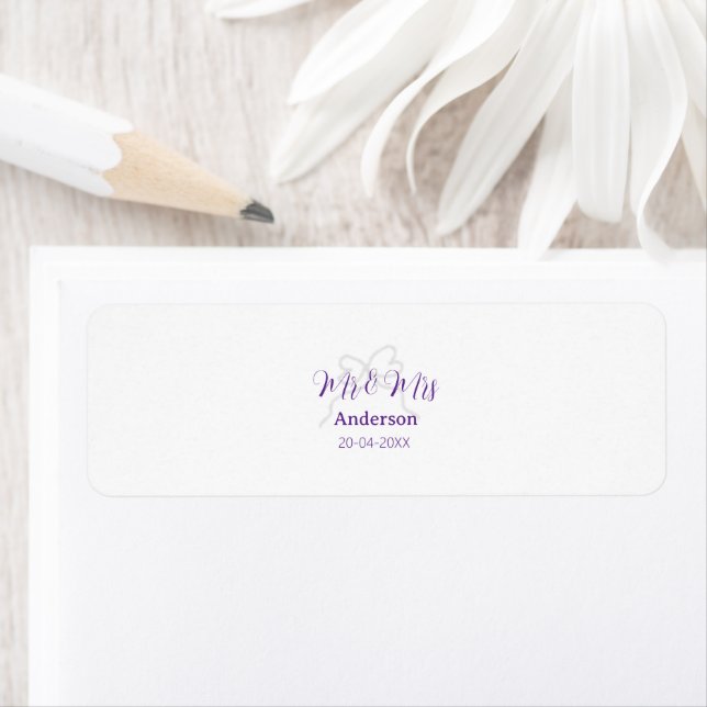 Mr & Mrs add family name date year wedding bow (Insitu)