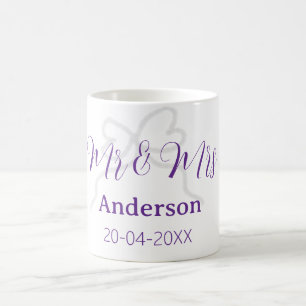 Mr & Mrs add family name date year wedding bow Coffee Mug