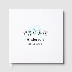 Mr & Mrs add family name date year wedding bow Guest Book