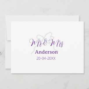 Mr & Mrs add family name date year wedding bow Invitation