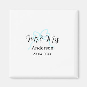 Mr & Mrs add family name date year wedding bow Magnet