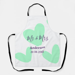 Mr & Mrs add family name date year wedding favor  Apron