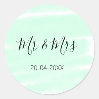 Mr & Mrs add family name date year wedding favor g Classic Round Sticker