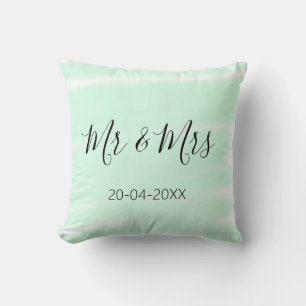 Mr & Mrs add family name date year wedding favor g Cushion
