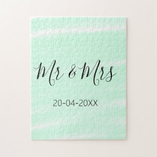 Mr & Mrs add family name date year wedding favor g Jigsaw Puzzle