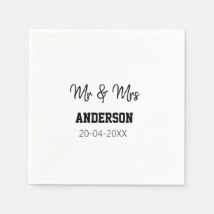 Mr & Mrs add family name date year wedding favor g Napkin