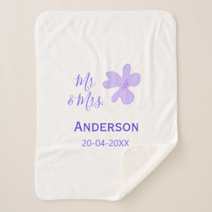 Mr & Mrs add family name date year wedding favor g Sherpa Blanket